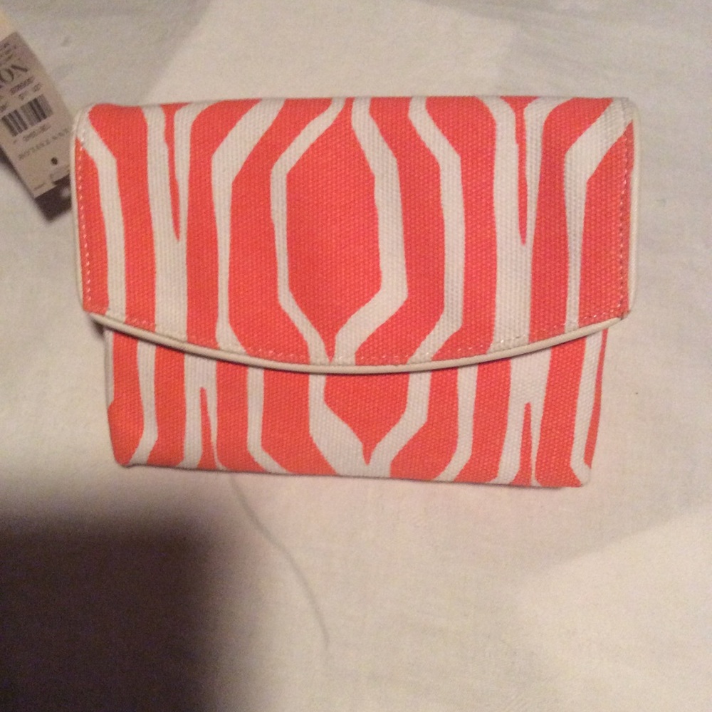 Ann Taylor Orange and White Clutch